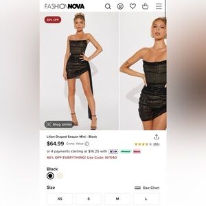 Lillian Draped Sequins Mini - Black